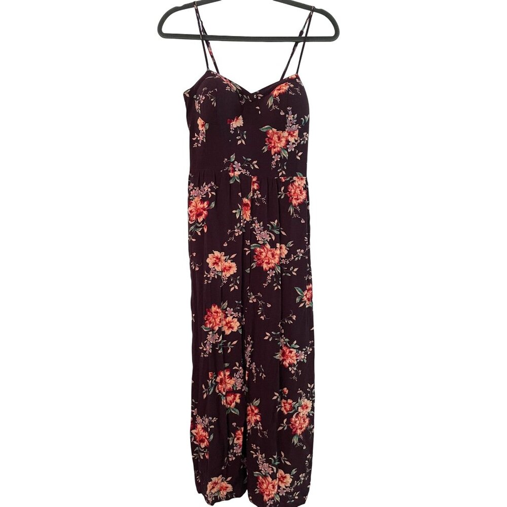 Floral‎ Print Dark Purple Jump suite Size Small Sweetheart sleeveless Y2K
